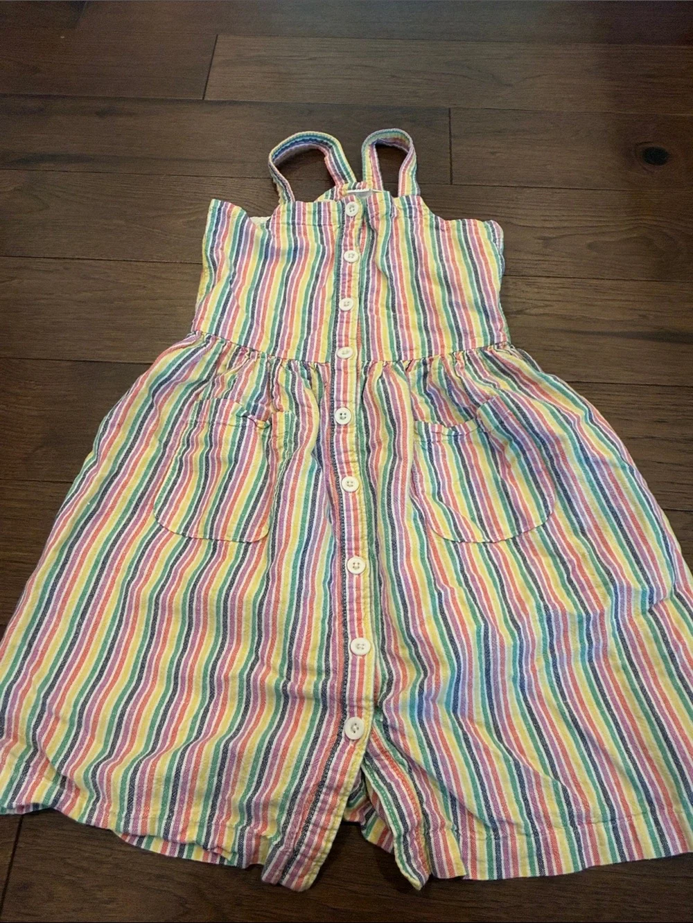 Gap Kids Girls' Multicolor Rainbow Stripe Button-Front Dress Large 10 - C11-672